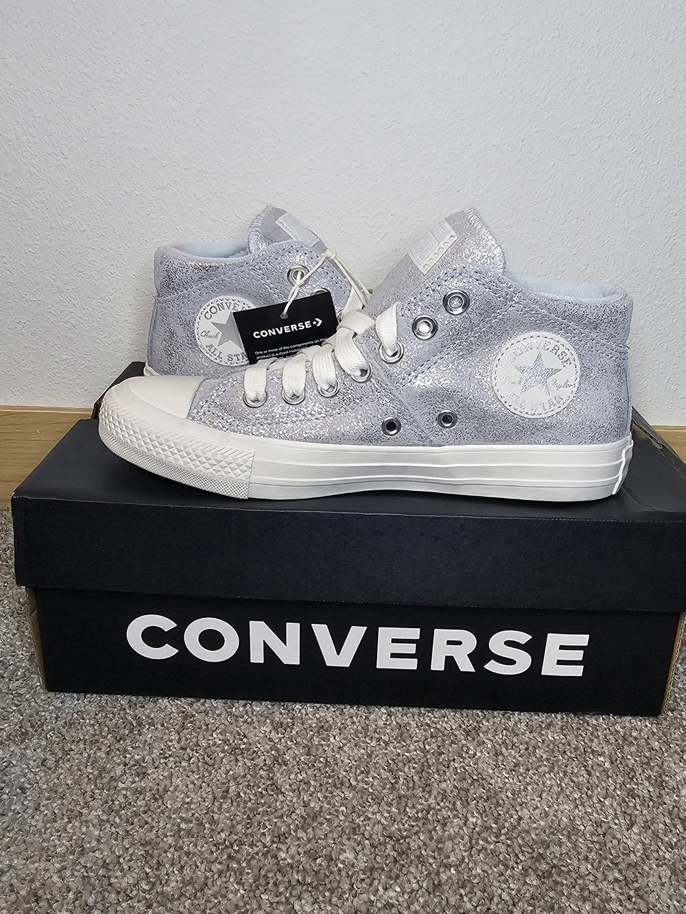 Converse Silver Glitter High-Top Sneakers